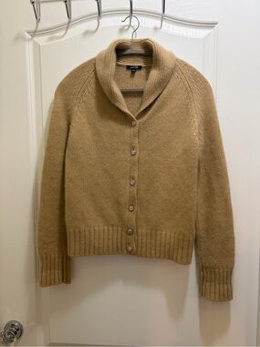 Y2K Jacob Camel Shawl Collar Rabbit Hair Wool Blended Button-Front Cardigan